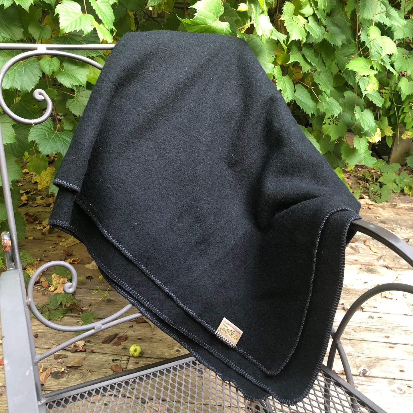 Black Wool Blanket 57” x 75”