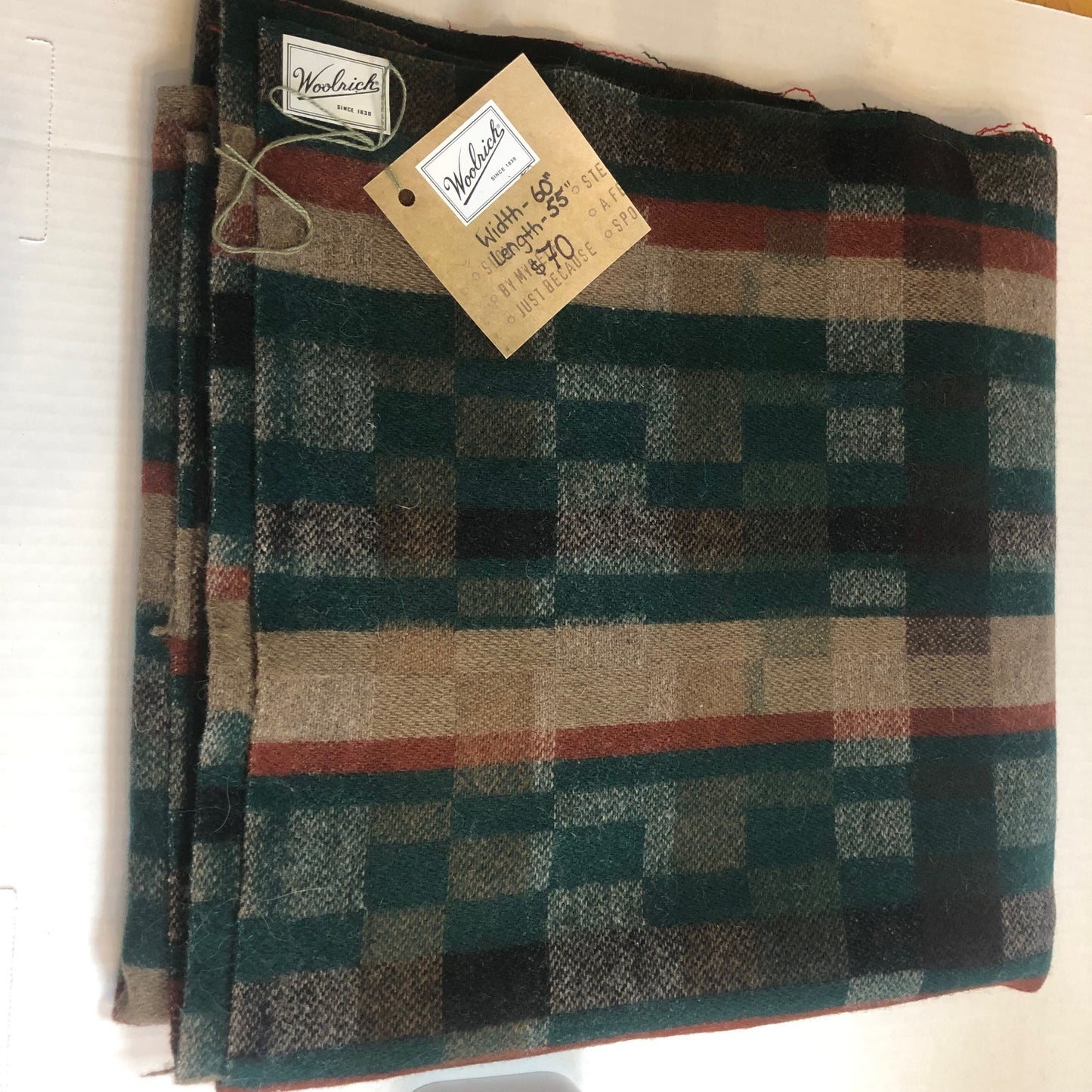 Wool Fabric - Green Brick Pattern 60" x 55"