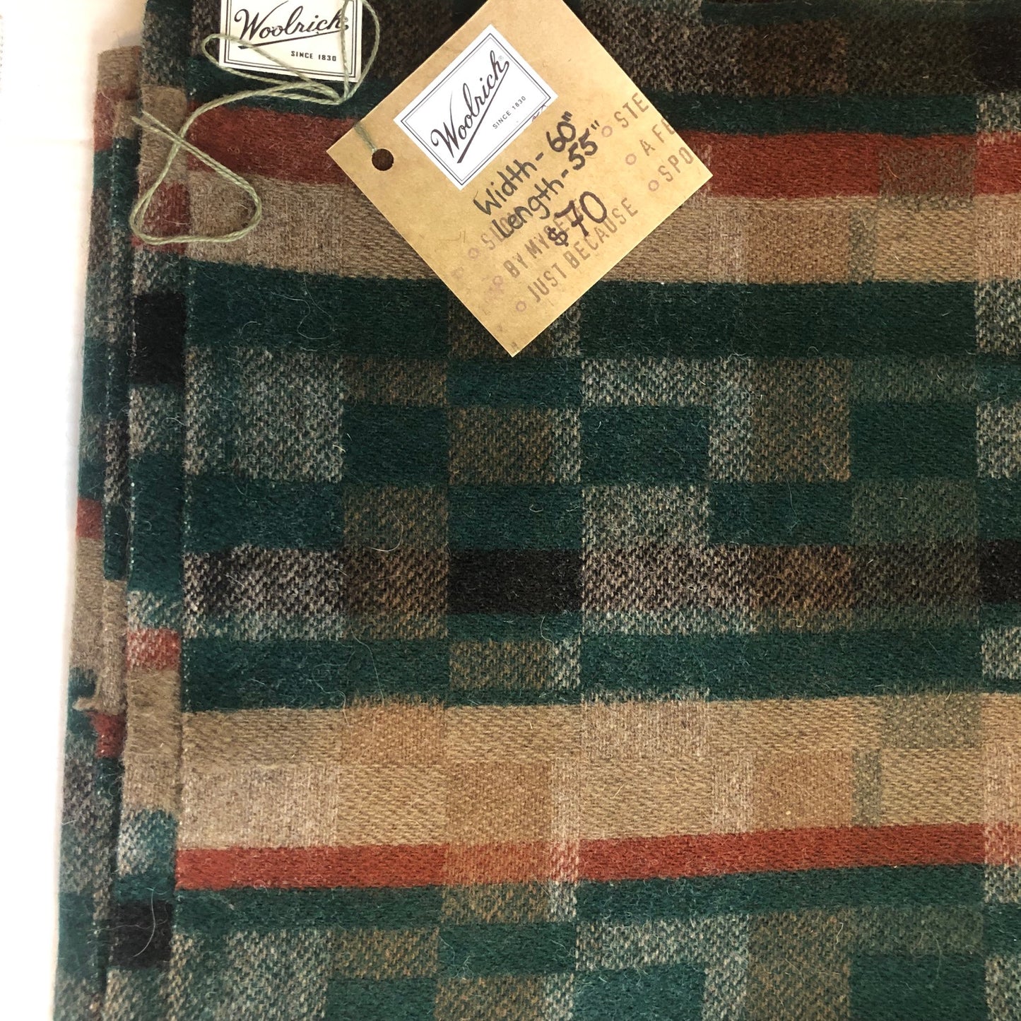 Wool Fabric - Green Brick Pattern 60" x 55"