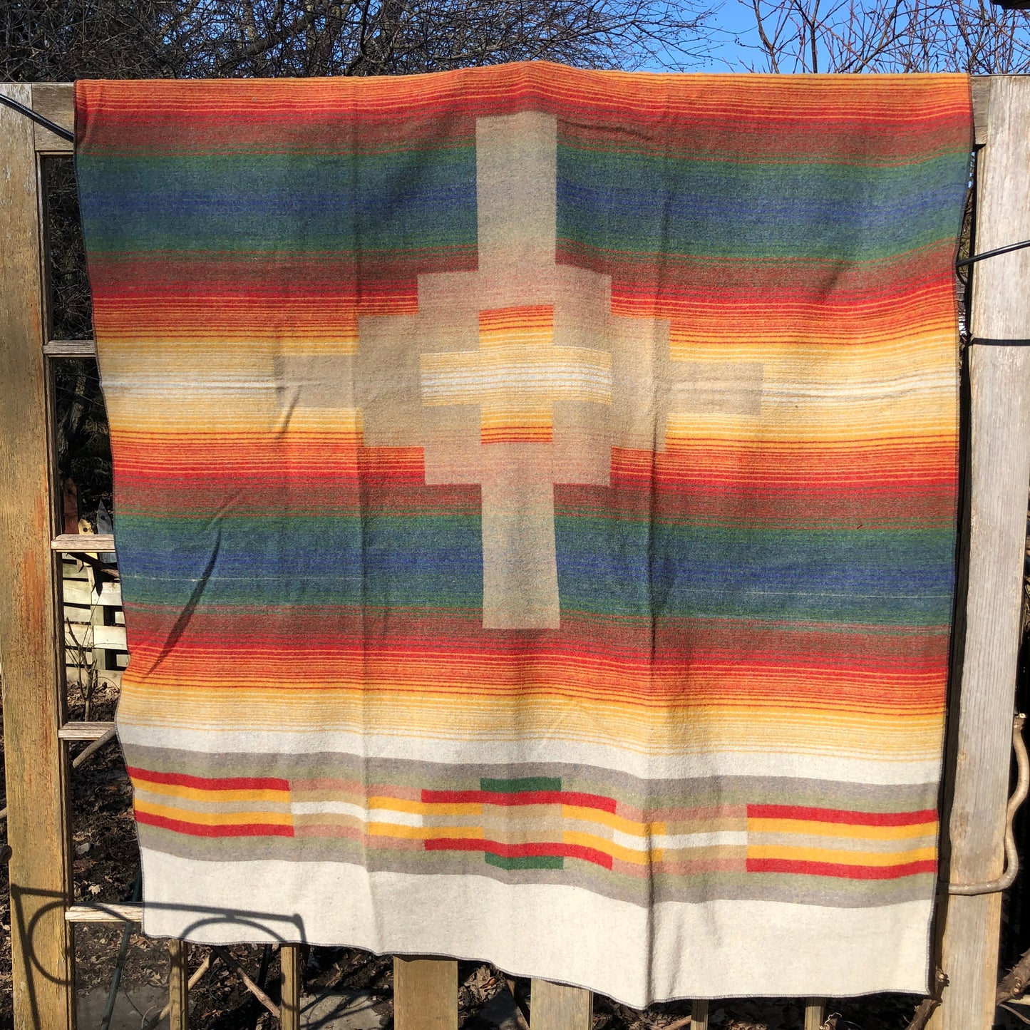 Southwest Cross Wool Blanket 58” x 80”