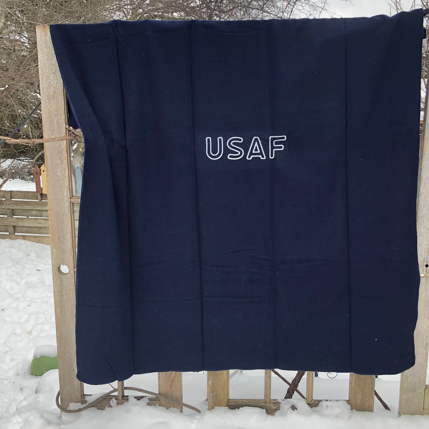 Blue Wool Blanket 64” x 84”