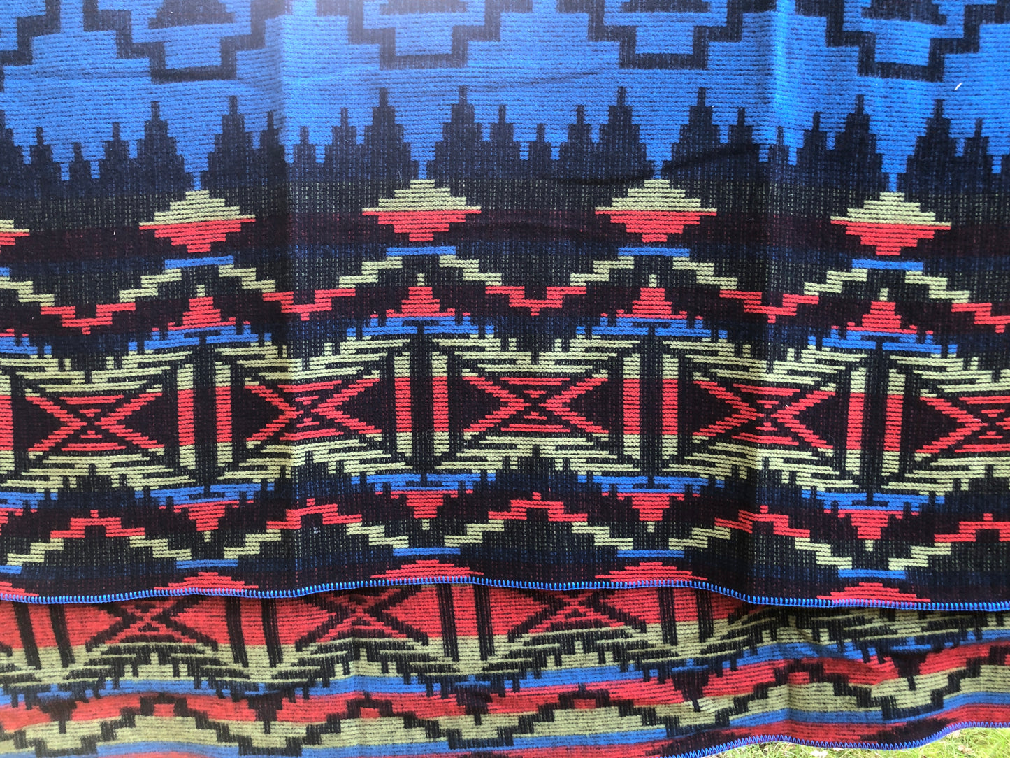 Navajo Blue/Red/Gree - Wool Blanket 56” x 72”