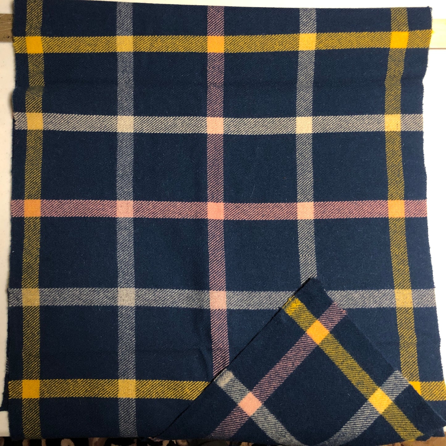 Wool Fabric - Blue/ Pink/Yellow