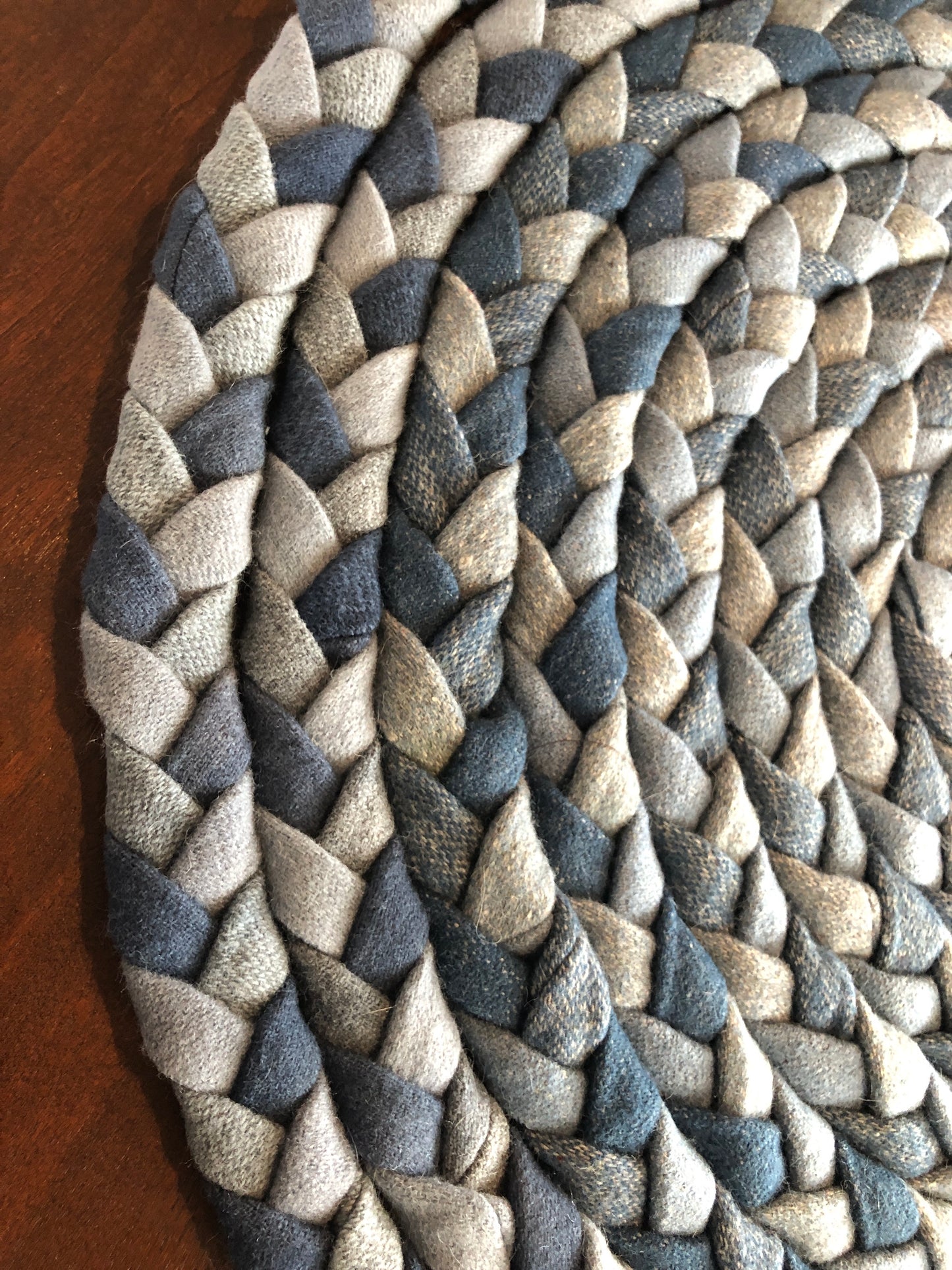Denim Blue   –  Wool Hand-Braided Rug