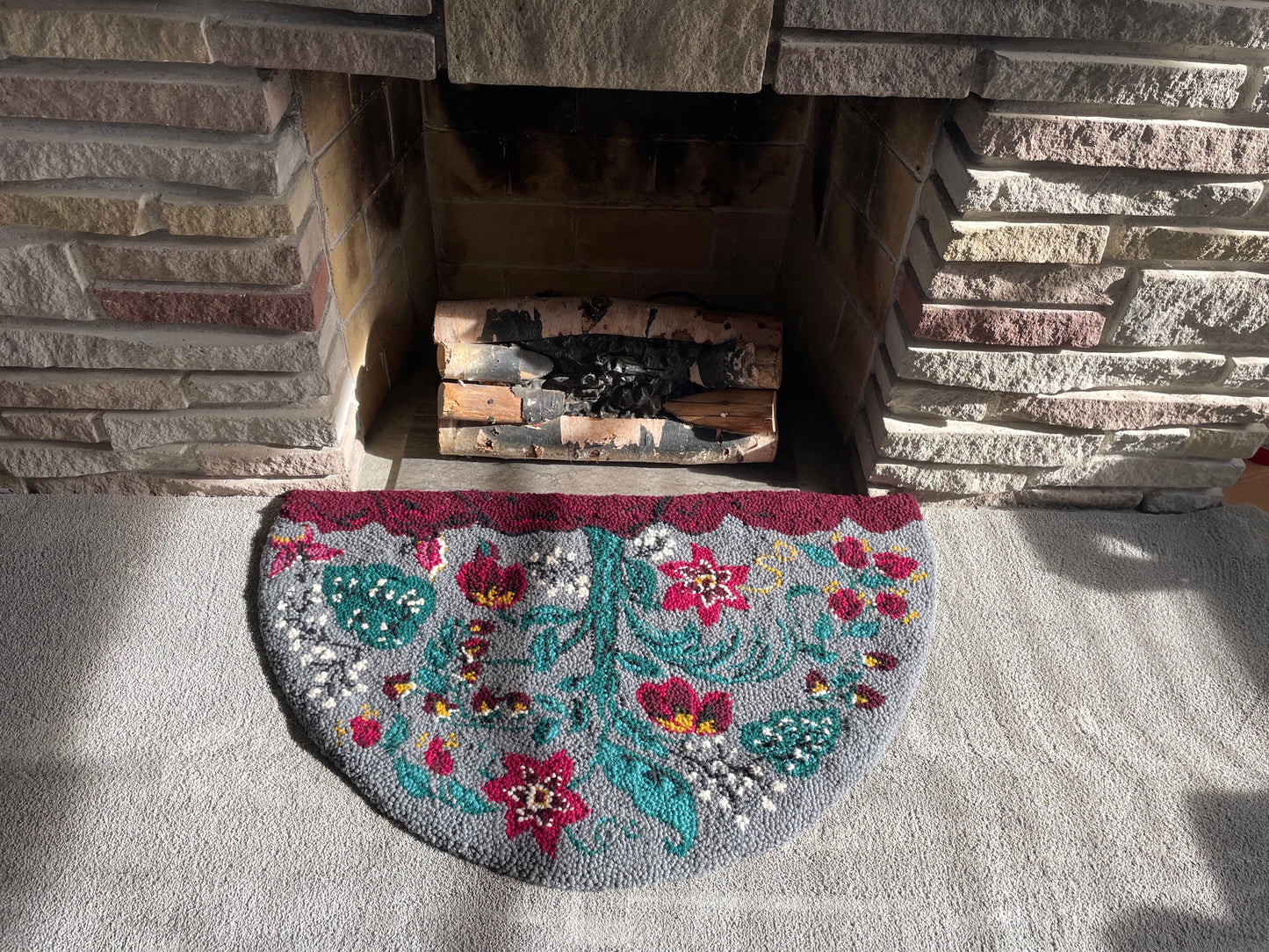 Floral Semi Circle - Punched Rug