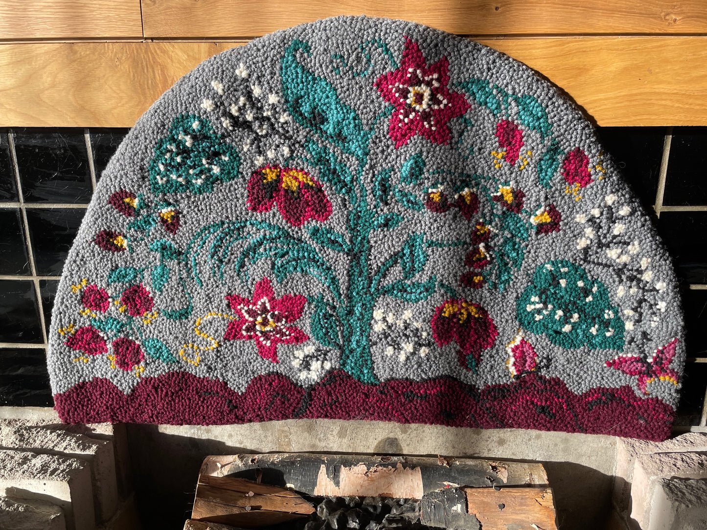 Floral Semi Circle - Punched Rug