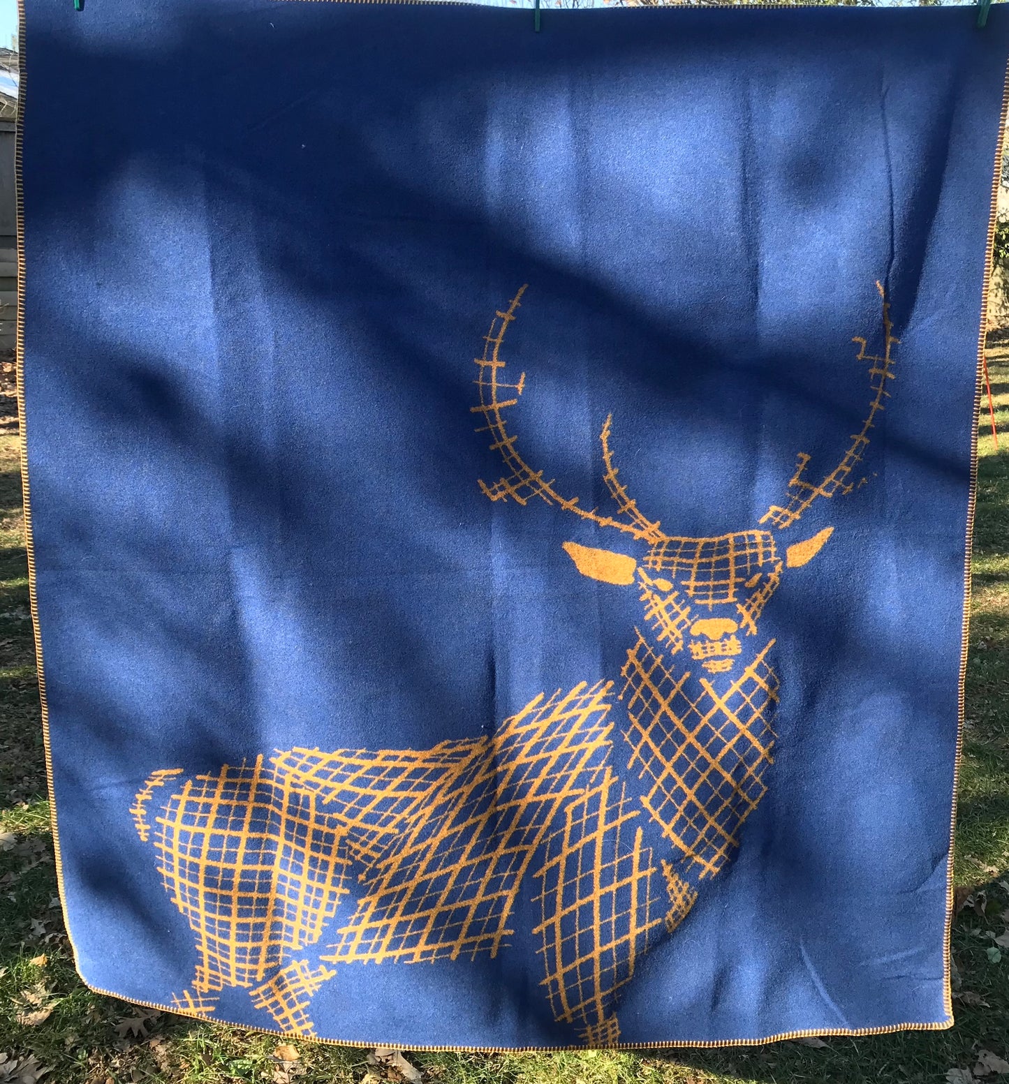 Stag - Wool Blanket Blue/Gold - 45”x 50"