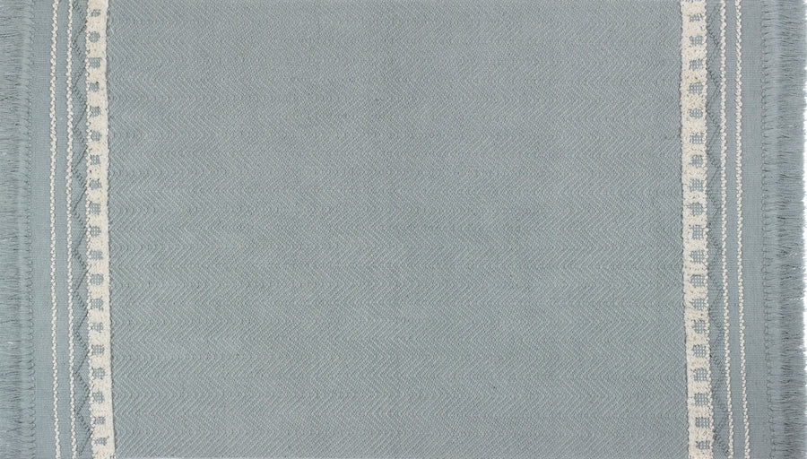 Hug Rug Woven Rustic Trim Sky Grey