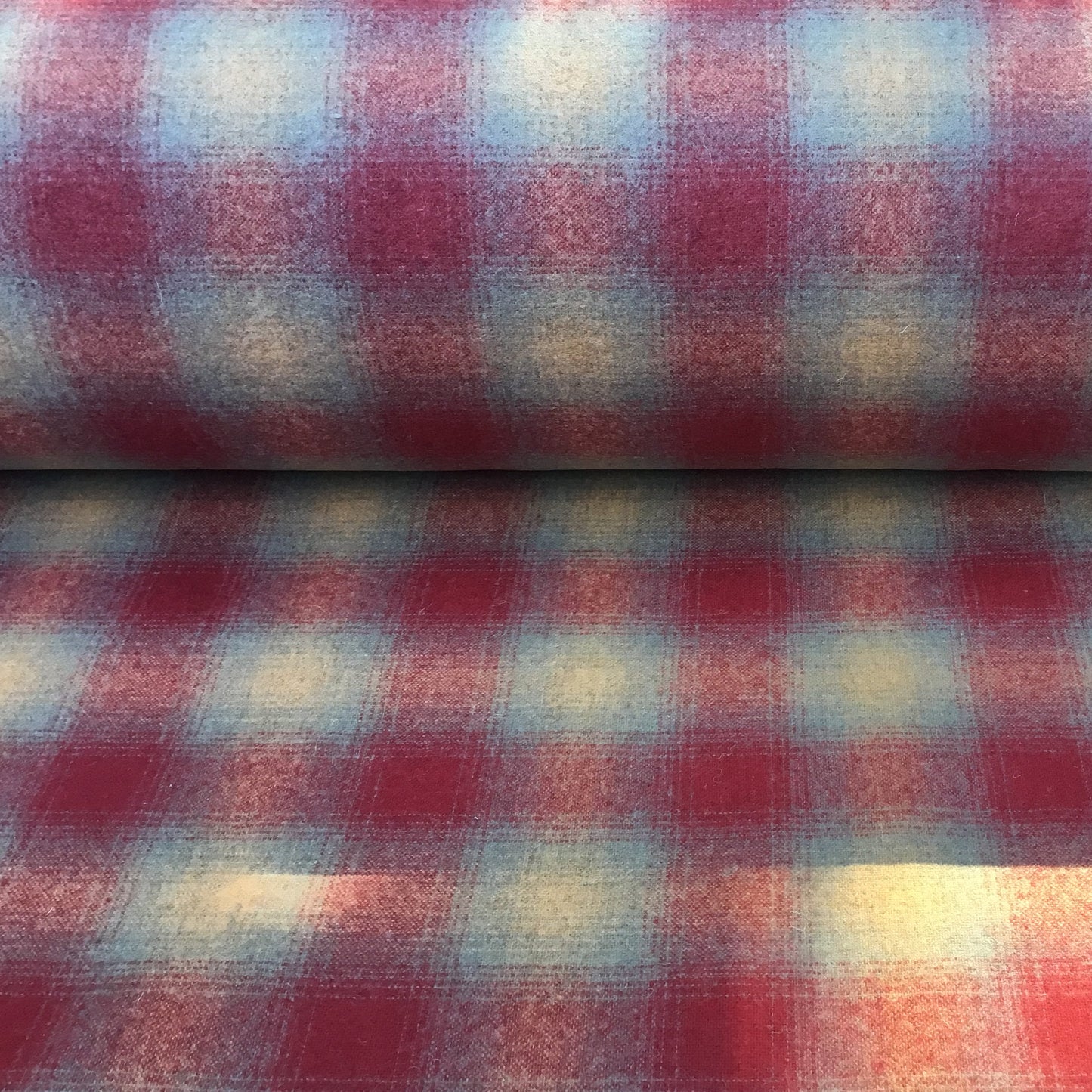 Wool Upholstery Fabric - Red, Grey and Orange