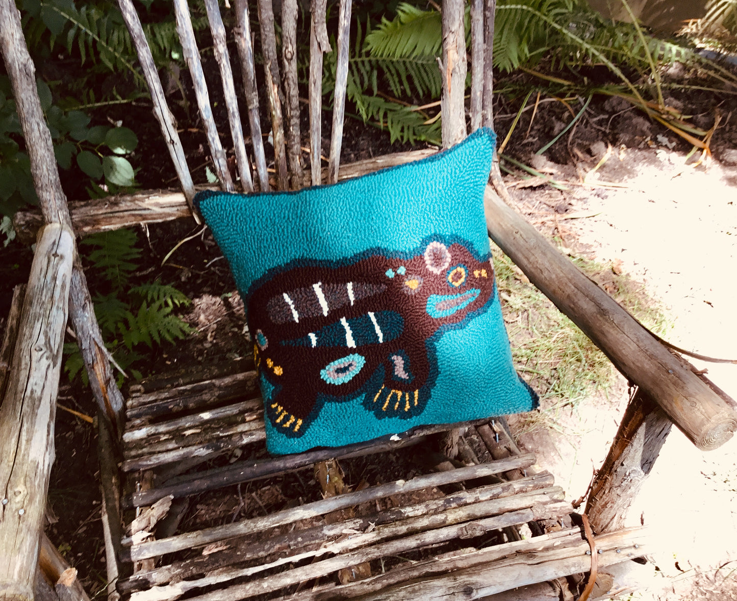 Spirit Bear - Hand punched wool pillow