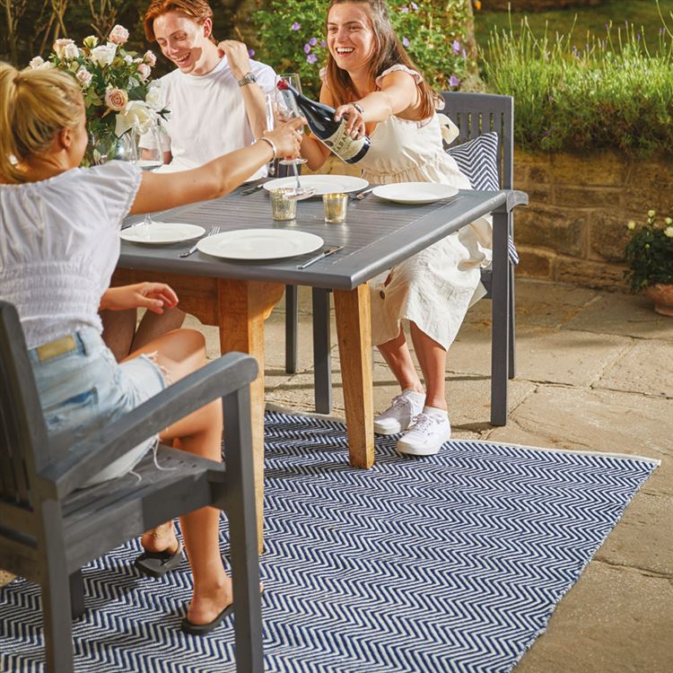 Hug Rug Woven Herringbone Navy