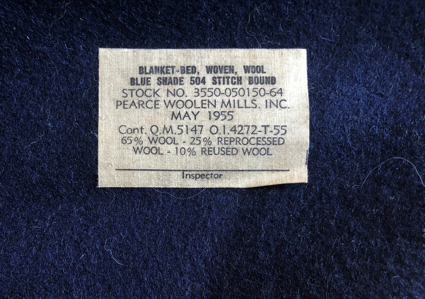 Blue Wool Blanket 64” x 84”