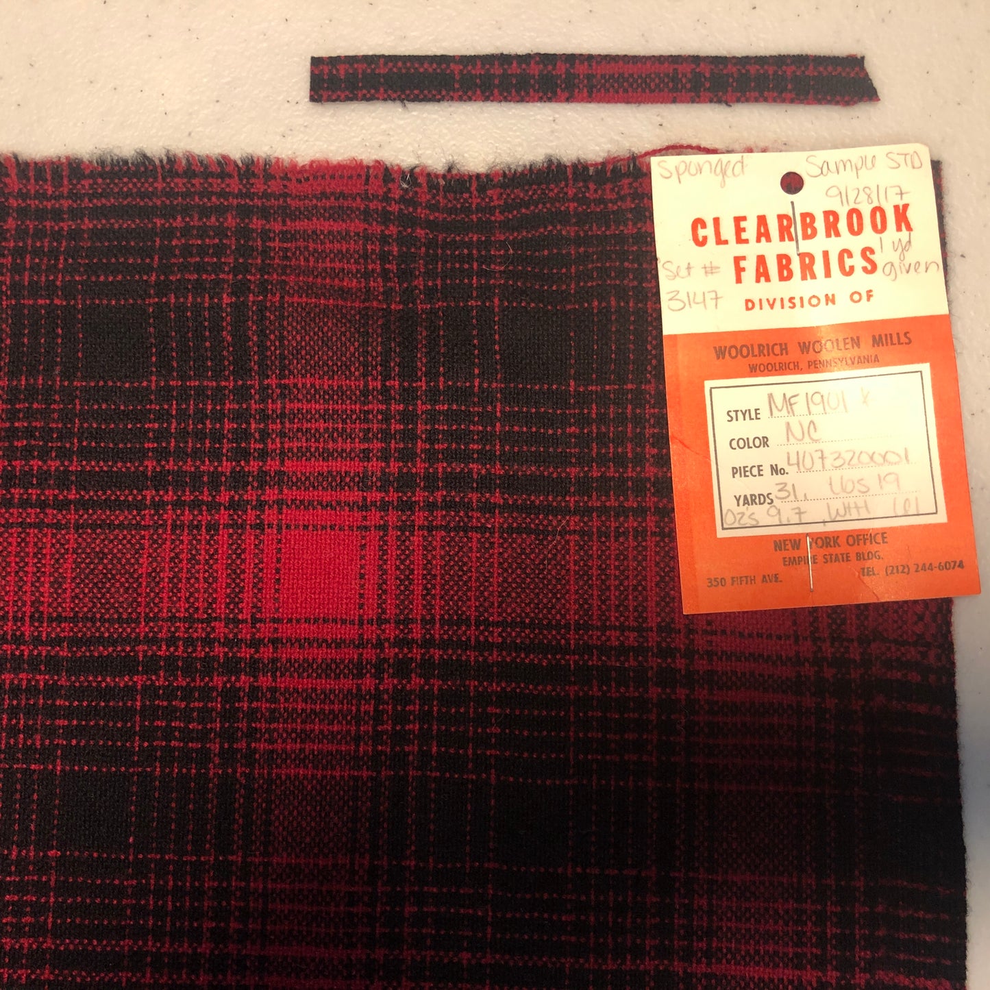 Red/Black Wool Fabric 36" x 55"