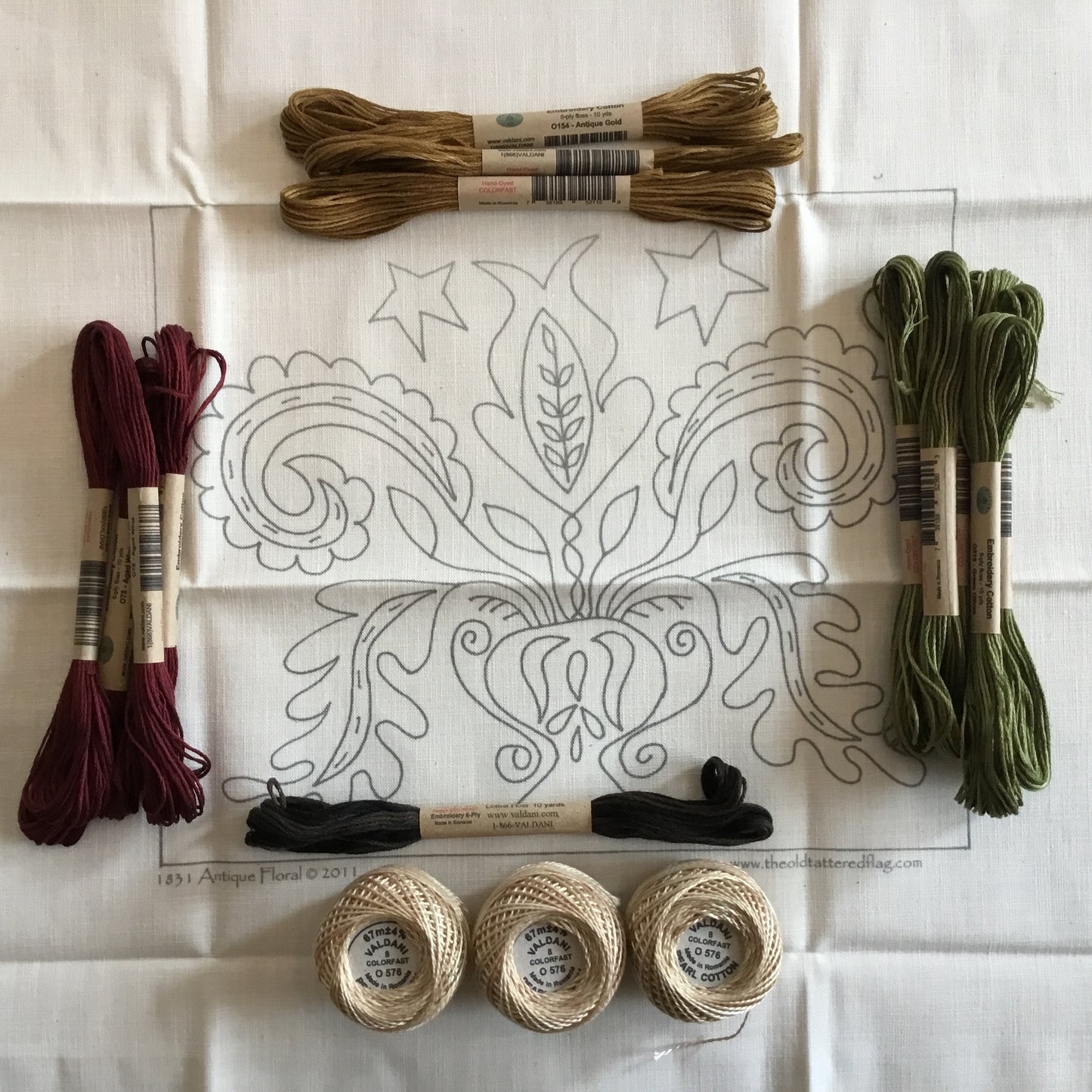 Punch Needle Embroidery - "1831 Antique Floral" Pattern