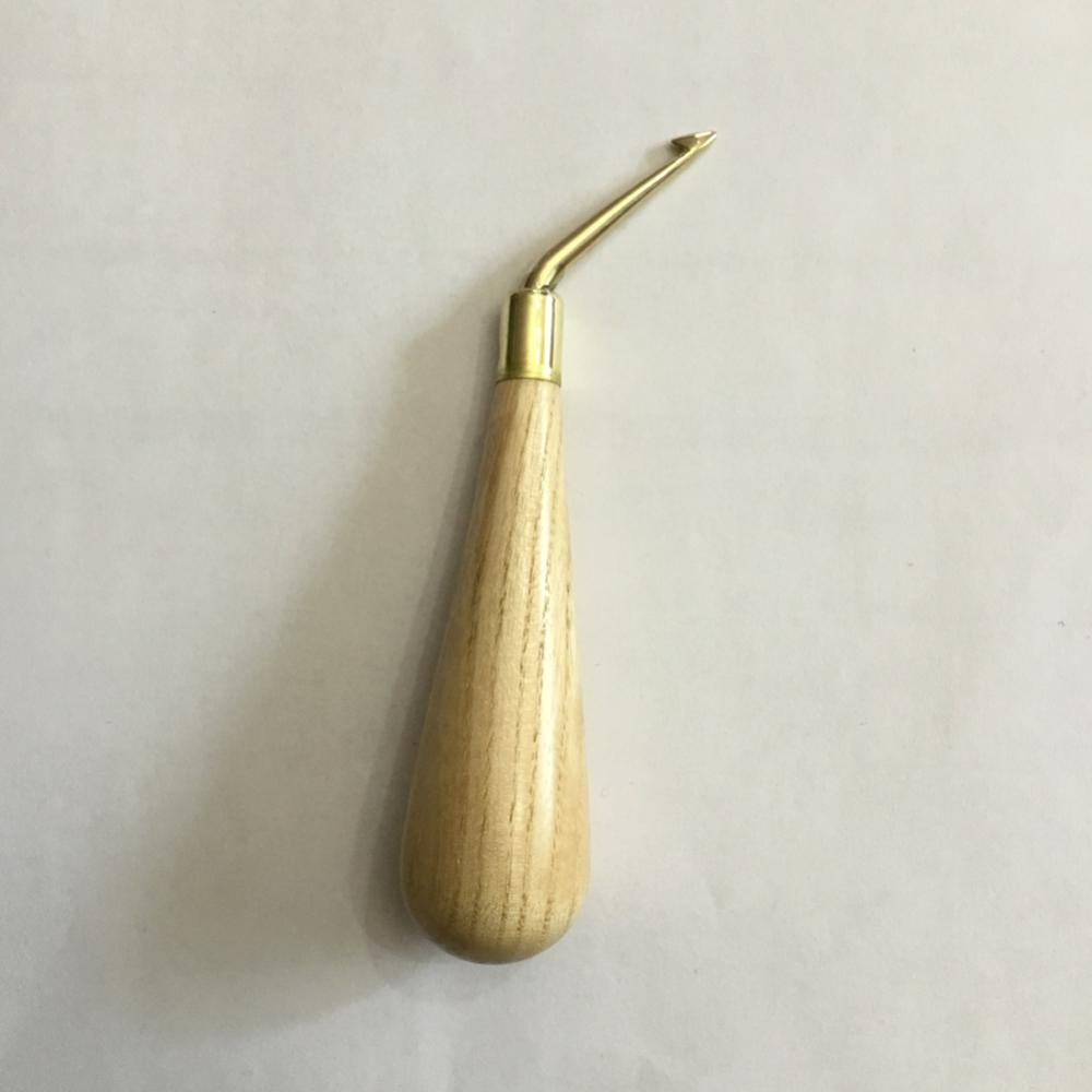 Bent Brass Hook with Wood Handle, Medium