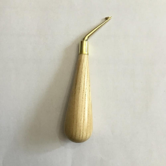 Bent Brass Hook with Wood Handle, Coarse