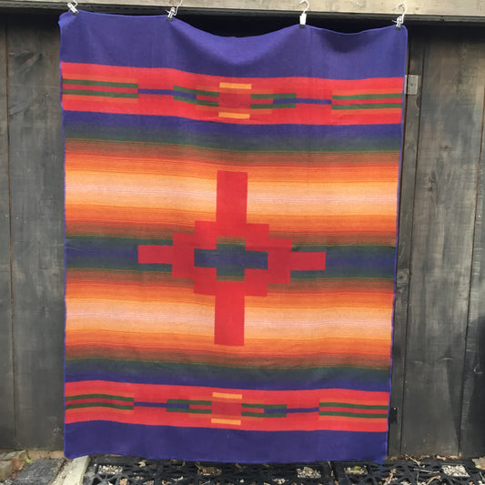 Red & Orange Cross Blanket 77” x 60”