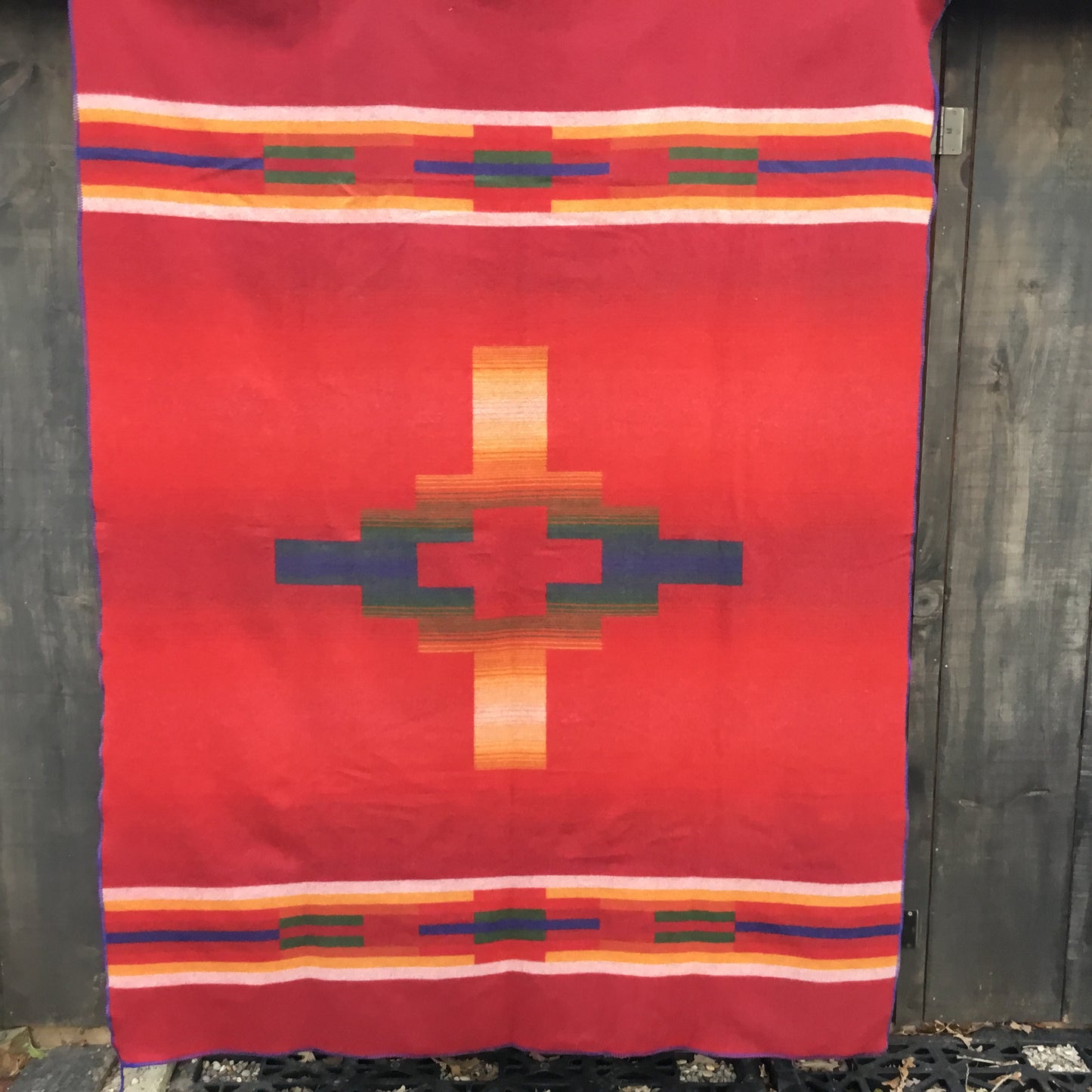Red & Orange Cross Blanket 77” x 60”