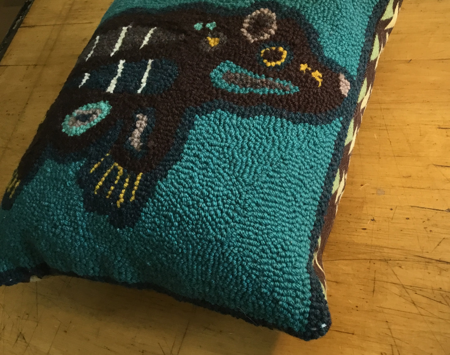 Spirit Bear - Hand punched wool pillow