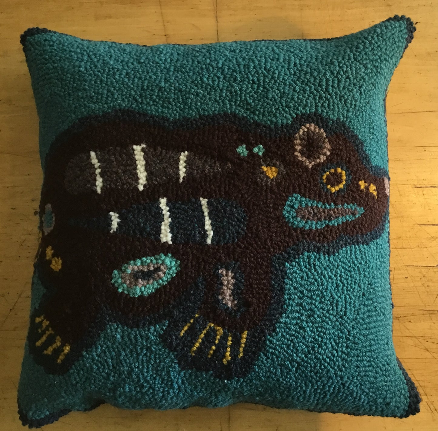 Spirit Bear - Hand punched wool pillow