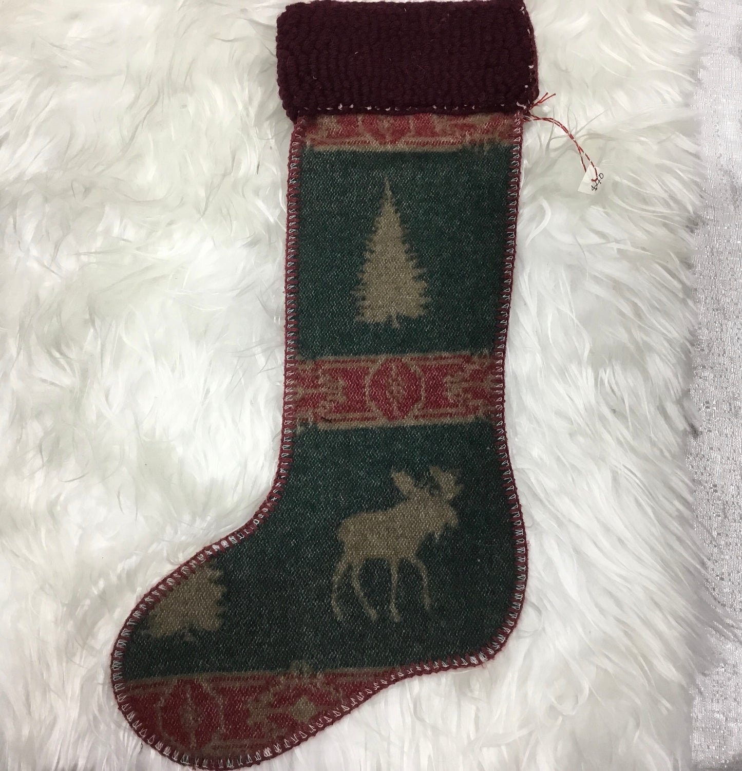 Christmas Stocking - Moose with cork backing