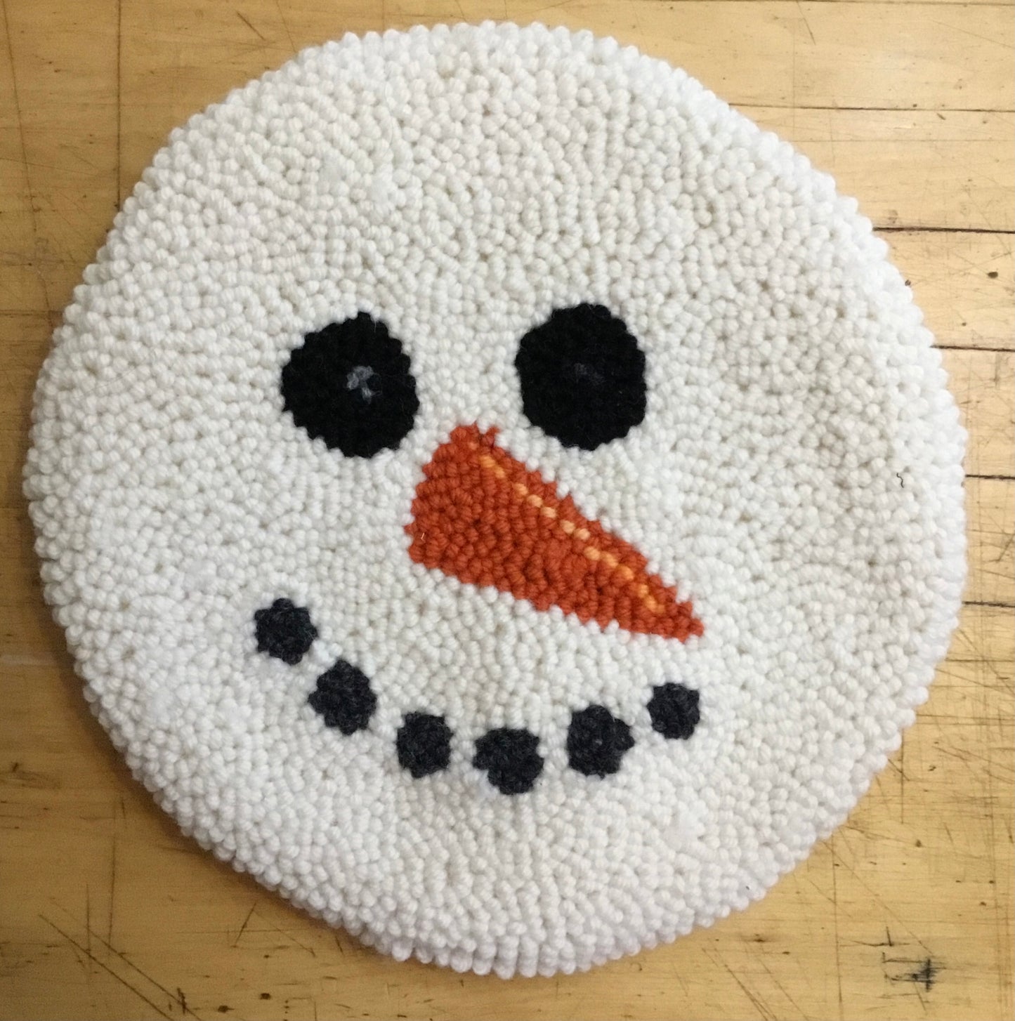 Snowman Wool Punched Chair Pad