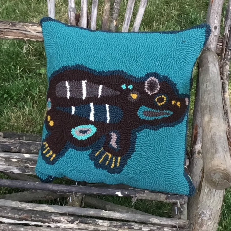 Spirit Bear - Hand punched wool pillow